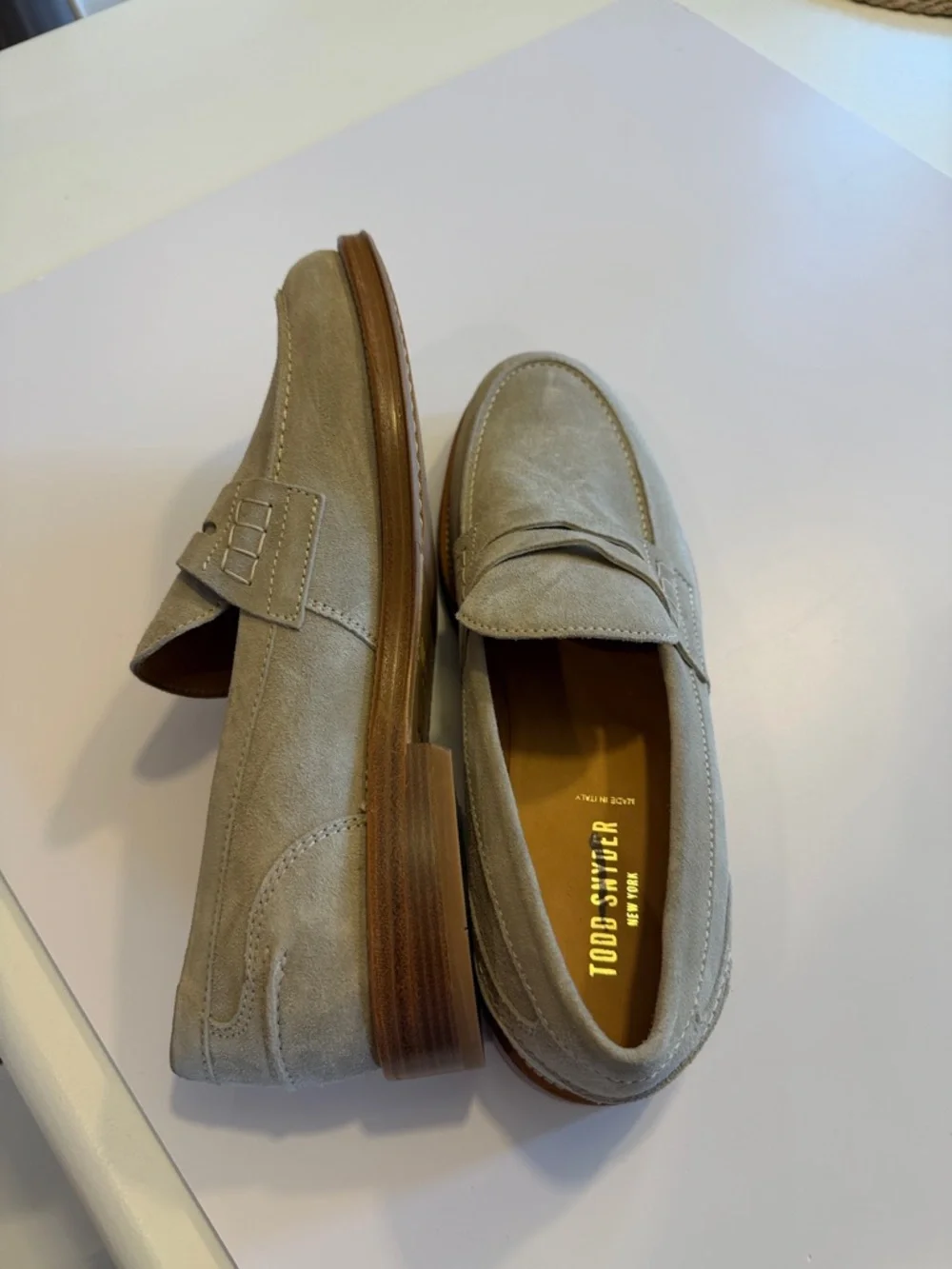 Todd Snyder Italian Suede Penny Loafers Sz 11.5. NWOB. Box41